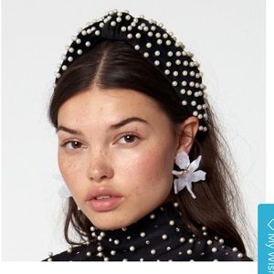 Lele Sadoughi Jet Woven Pearl Headband